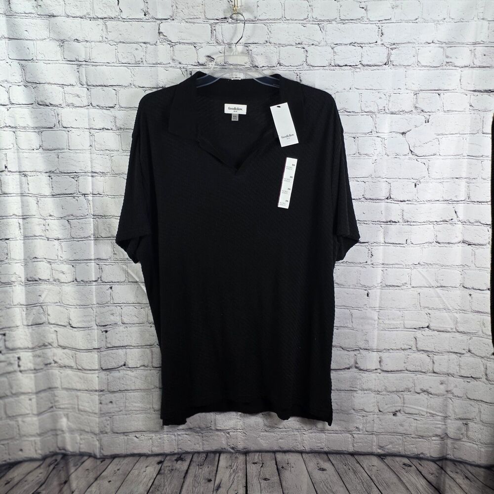 Goodfellow & Co. Men's XXL Black Waffle Weave Short Sleeve Shirt